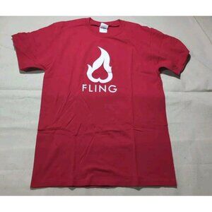 Fling Upside Down Heart Promo Mens Graphic Print Short Sleeve T-Shirt Red Medium
